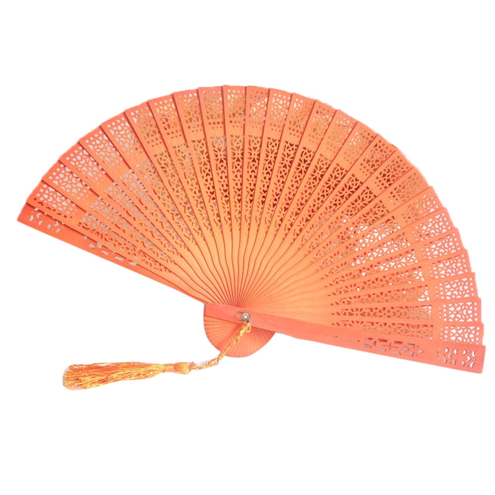 Wedding Hand Fragrant Party Carved Bamboo Folding Fan Chinese Style Wooden