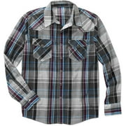 No Boundaries Men's Yarn Dye Plaid Woven Shirt