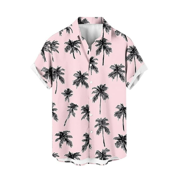 Camisetas de Lino para Hombres Vintage Bowling Manga Corta Cuello Cubano, Retro Playa Y Verano Hombre Manga Corta Botón Abajo Camisetas