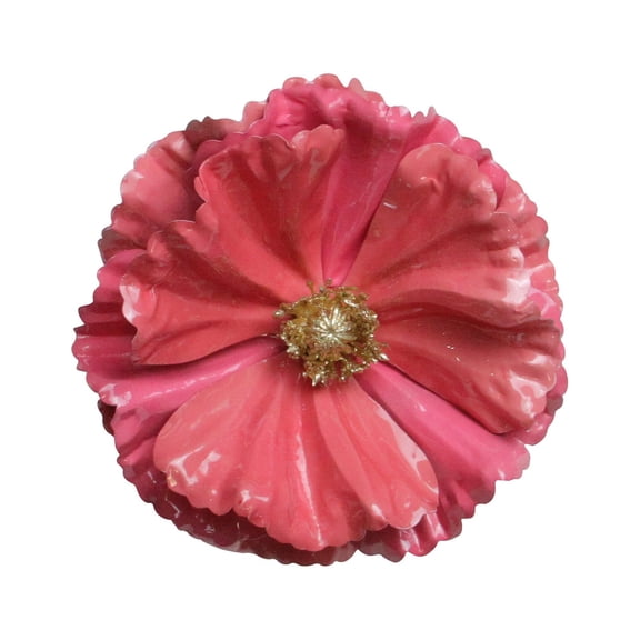 Northlight Shiny Poppy Flower Christmas Clip Ornament - 4.75" - Watermelon Pink