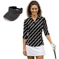 thumbnail image 2 of Garronmavis Black Polka Dots Women's Golf Shirt and Sun Visor Hat Set Lightweight Golf Tennis Shirts Sports Sun Visor Hat for Yoga or Daily Wear 4-Way Stretch Breathable Fabric Fit Plain, 2 of 7