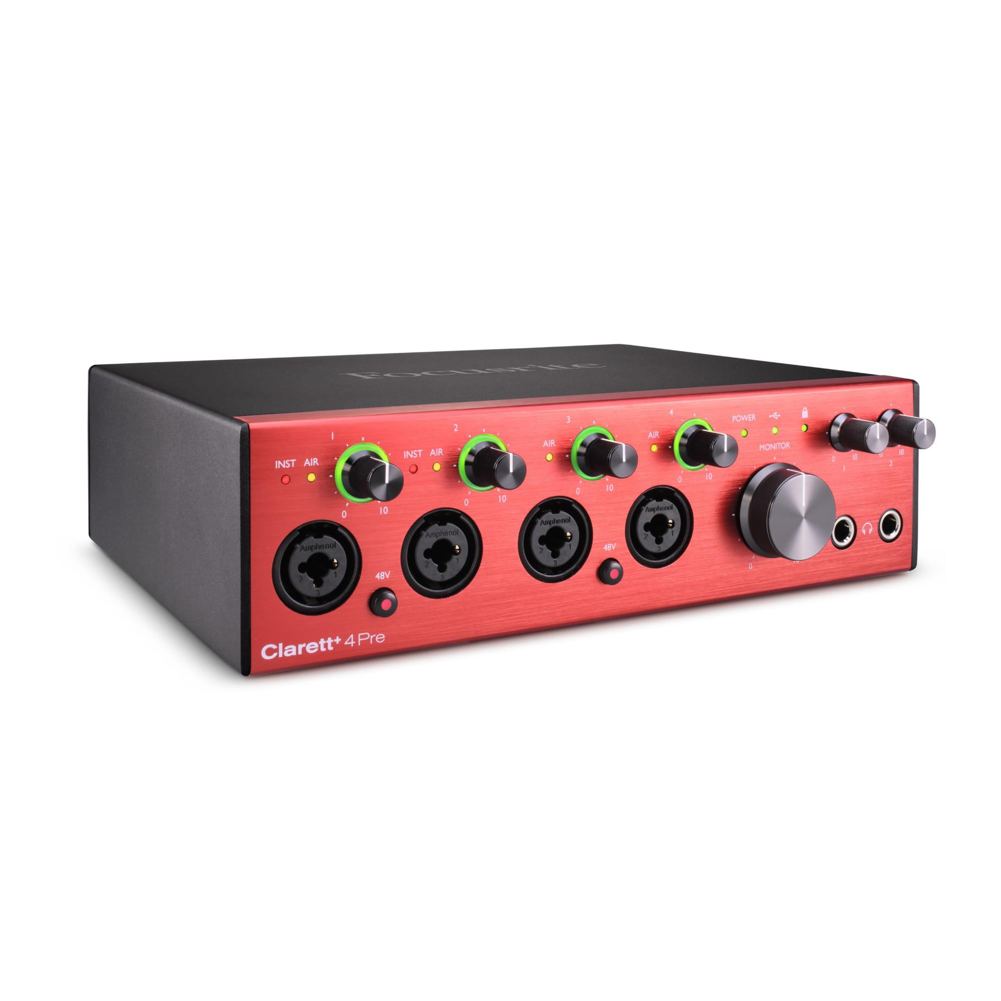 Focusrite Clarett Plus 4Pre 18 In and 8 Out Audio Interface with Cables Bundle