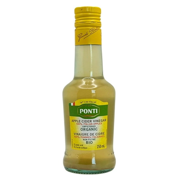 Ponti Organic Unfiltered Apple Cider Vinegar, 250 mL