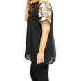 thumbnail image 5 of Unique Bargains Women's Plus Size Crochet Mesh Panel Sheer Raglan Sleeve Top 1X Black, 5 of 6