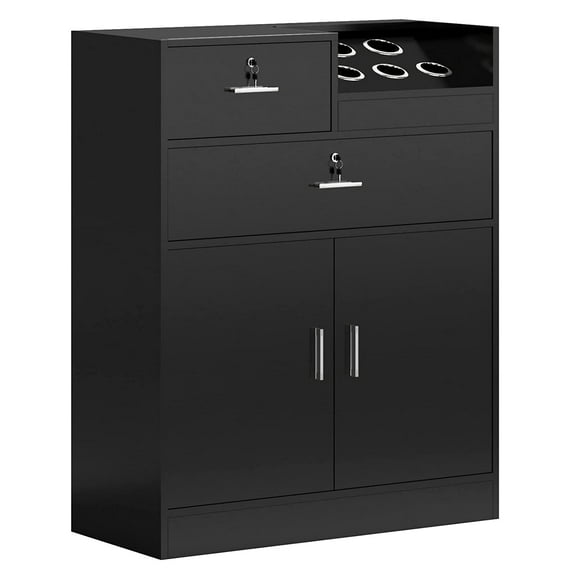 OmySalon Salon Storage Cabinet, Black, 13.8''