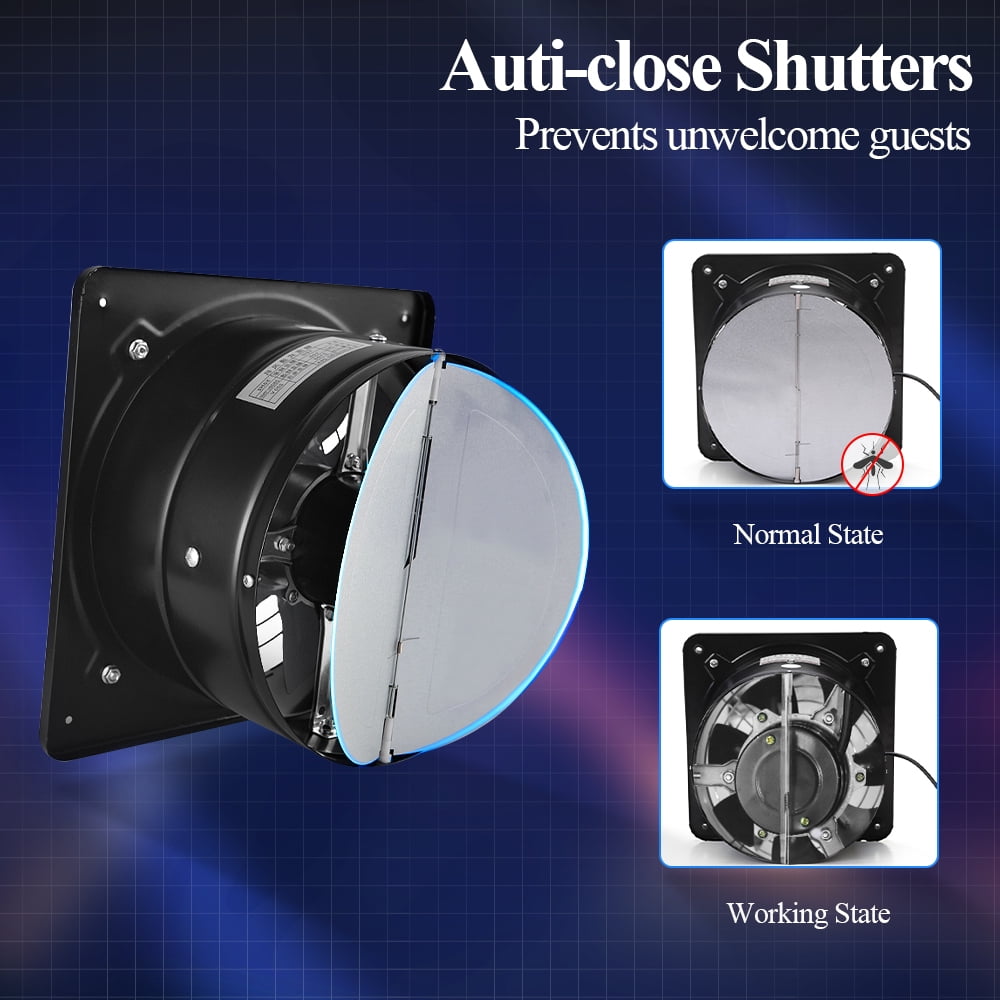 VEVOR 12 Inch Shutter Exhaust Fan, Wall Mounted Attic Vent Fan With Smart Programming Variable Speed Temperature Control, 1500 CFM,EC Motor,Timer, For Shed,Garage,Greenhouse Ventilation Cooling,Black - View #4