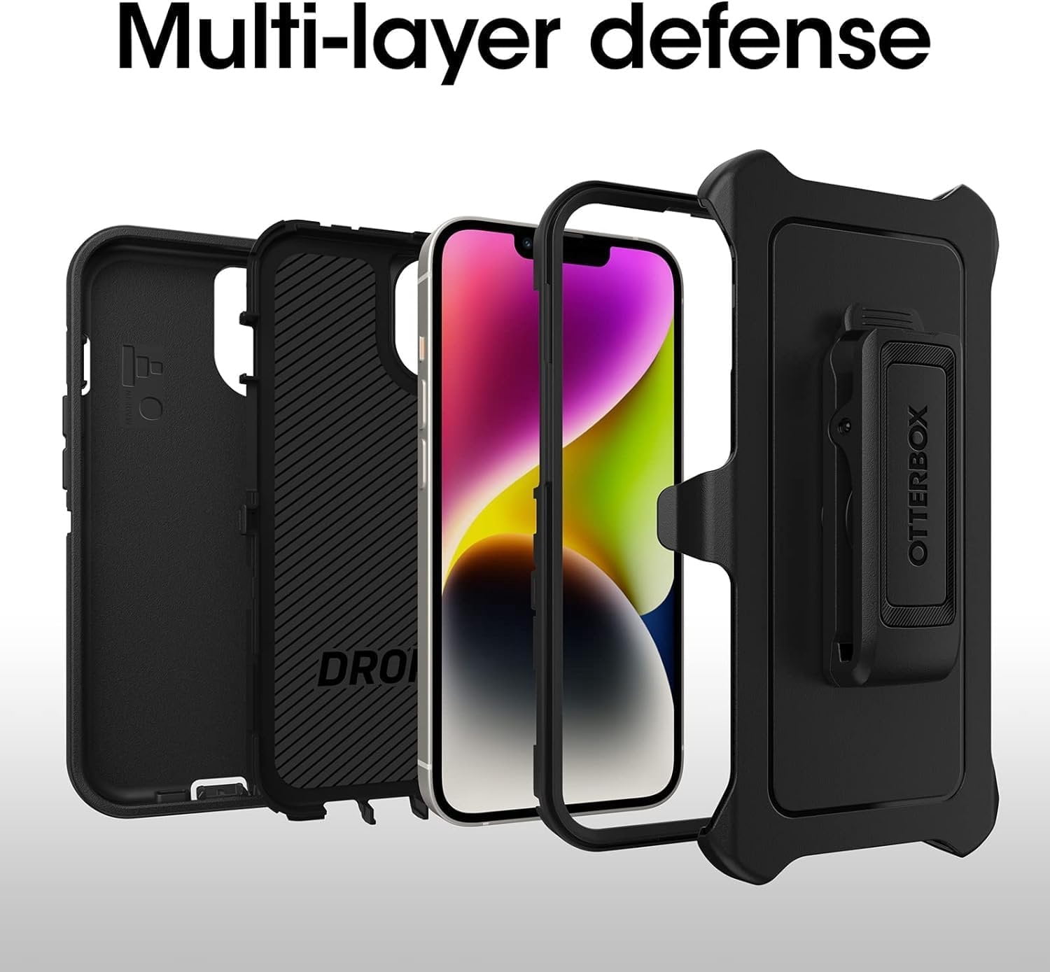 OtterBox Defender Series Rugged Cell Phone Case for Apple iPhone 14, Black