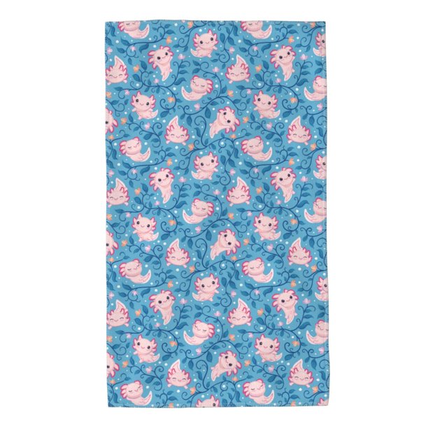 Balery happy baby axolotls Toalla de Microfibra Premium con Estampado – 27.5x16 pulgadas, Alta Absorción, Suave y Aterciopelada, Secado Rápido