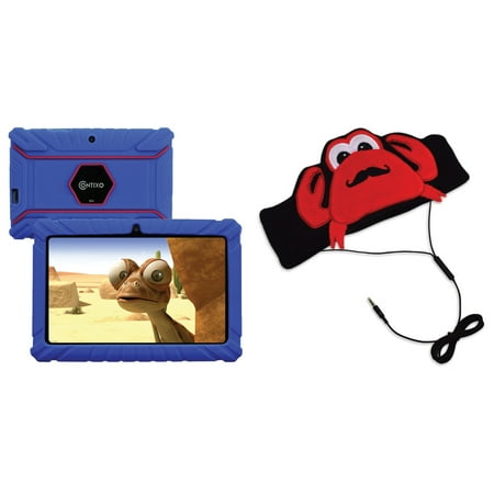 Contixo V8-2 Dark Blue 7-Inch Kids Tablet with 16 GB Storage (Dark Blue) & H1-Crab Kid's Fleece Headphones (Crab)