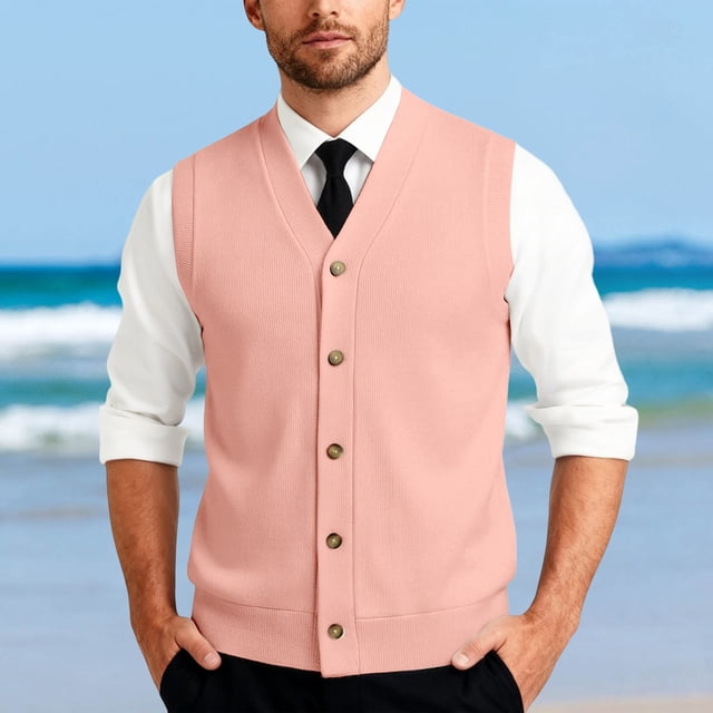 Gilet en Tricot Classique avec Boutons devant pour Usage Quotidien Décontracté et Professionnel - Gilet en Tricot Sans Manches Élégant pour Garde-Robe Homme