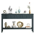 thumbnail image 2 of IVV Long Sofa Table with 4 Drawers and Storage Shelf, Distressed Finish Wood Console Table, 60"L x 11"W x 34"H, Navy, 2 of 9