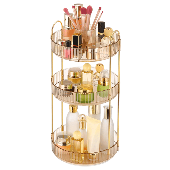 360 Rotating Makeup Organizer, 3 Tier Perfume Organizer Skincare Organizer Large Capacity Cosmetic Storage for Bathroom