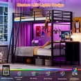 thumbnail image 4 of ARICOEASY Twin Over Twin Bunk Bed with Desk and 3 Storage Drawers, Metal Bunk Beds with Power Outlets and LED Lights, Black, 4 of 9