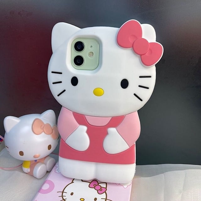 Sanrio-fundas de teléfono estéreo para iPhone, carcasa de silicona, Hello Kitty, Melody, Kuromi, Hawaii, Black, 11, 12, 13, 14 Pro Max, Mini Plus Fivean unisex