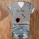 thumbnail image 1 of Fiudx Camisas de Mujer Camiseta de Manga Corta con Cuello En V y Estampado de Halloween para Mujer, 1 of 3