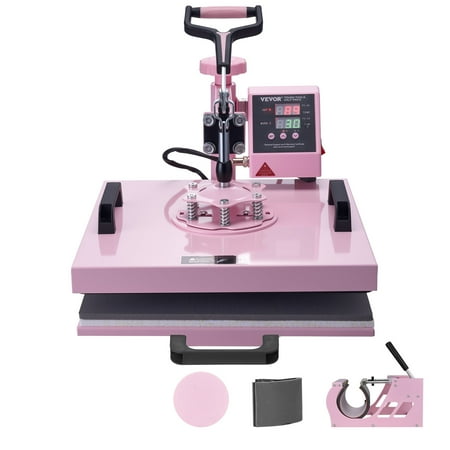 VEVOR Heat Press Machine 15 x 15 inch 5 in 1 Heat Transfer Machine with 30 oz Tumbler Press 360° Swing Away T-Shirt Pressing Digital Precise Control for T-Shirts/Mugs/Hats/Plates Pink VEVOR Heat Press Machine 15 x 15 inch 5 in 1 Heat Transfer Machine with 30 oz Tumbler Press 360° Swing Away T-Shirt Pressing Digital Precise Control for T-Shirts/Mugs/Hats/Plates Pink