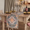 thumbnail image 2 of Pink Orange Blue Short Table Runner 60 Inches Long,Ethnic Middle Century Geometric Art Cotton Linen Table Runners Dresser Scarves,Tabletop Scarf Furniture Cover for Home Dinner Party Decor 13"x60", 2 of 8