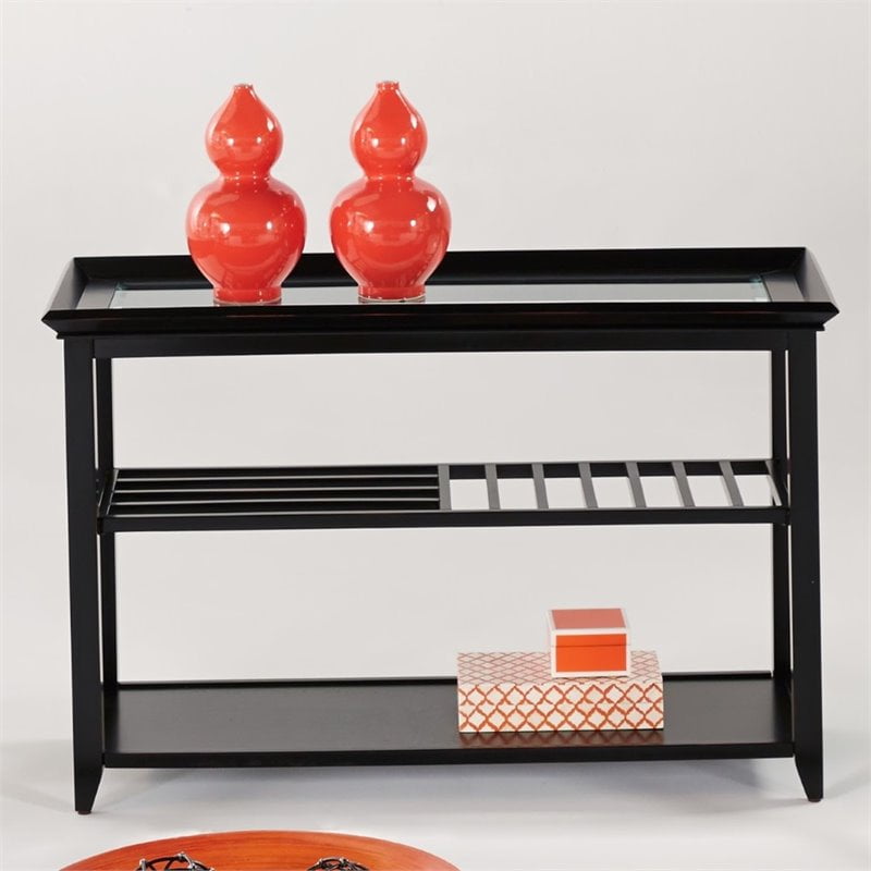 Progressive Sandpiper Glass Top Console Table in Black