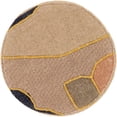 thumbnail image 3 of Surya Zurich Modern Cotton and Wood Accent Stool in Beige/Camel/Pale Pink, 3 of 3