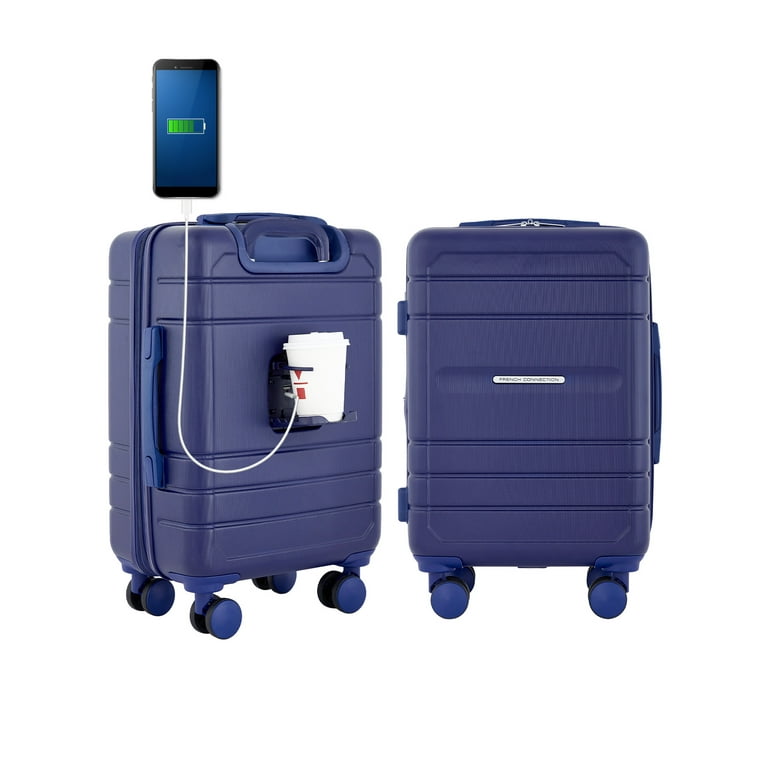 blue bleu bleue フレンチファブリック・キャリーバッグ French Connection 22-Inch Expandable Rolling Carry-On Luggage with