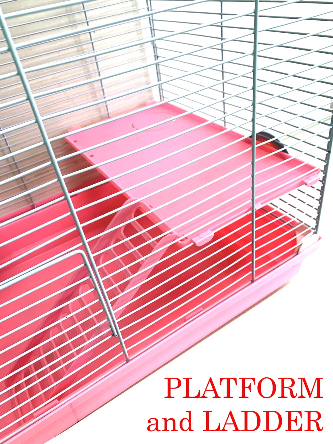 2-Tiers Hamster Cage Gerbil House Mouse Habitat Small Animal Critter Travel Carrier Expansion Outlet with Exercise Running Wheel, Play Tubes, Water Bottle and Food Bowl