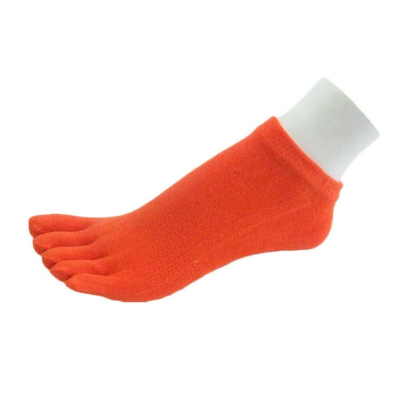 Couver Unisex Five Fingers Toed No Show Crew Toe Socks, Dark Orange, Small