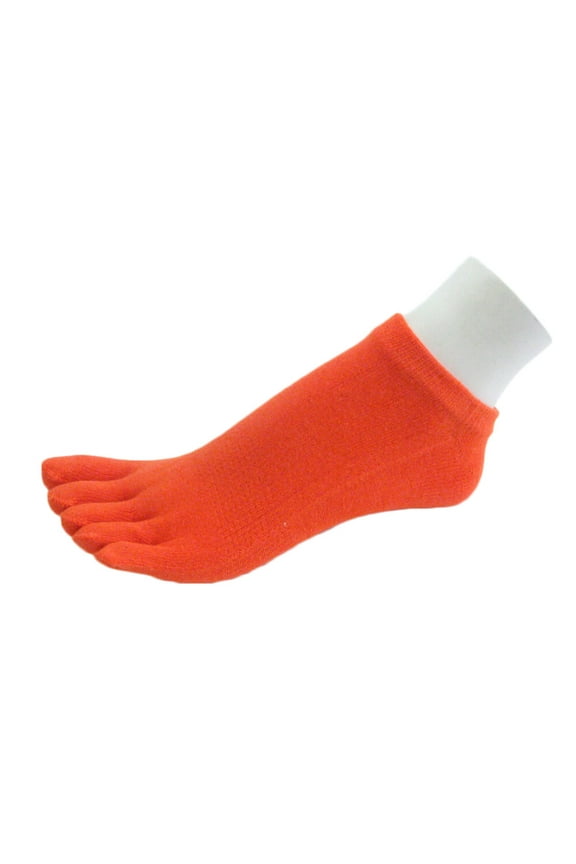 Unisex Five Fingers Toed No Show Crew Toe Socks, Dark Orange, Small