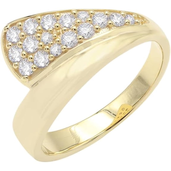 Earth Gems Jewelry Moissanite Ring, Gold-Plated 925 Sterling Silver – Minimalist Statement Ring for Women