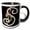 Black/White, variant on 3drose, Monogram Initial S with Pretty Pink Flowers, 11oz Two-tone Black Mug