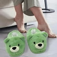thumbnail image 6 of APLVFFZH Furry Animal Shoes Cartoon Bear Soft Casual Nonslip Cute Fuzzy Slippers Footwear Green, 6 of 9