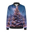 thumbnail image 4 of LOVZFMLL Vestes pour Femmes Chandail en Molleton Ample à Manches Longues avec Fermeture Éclair Veste de Baseball Tricotée Décontractée, 4 of 5