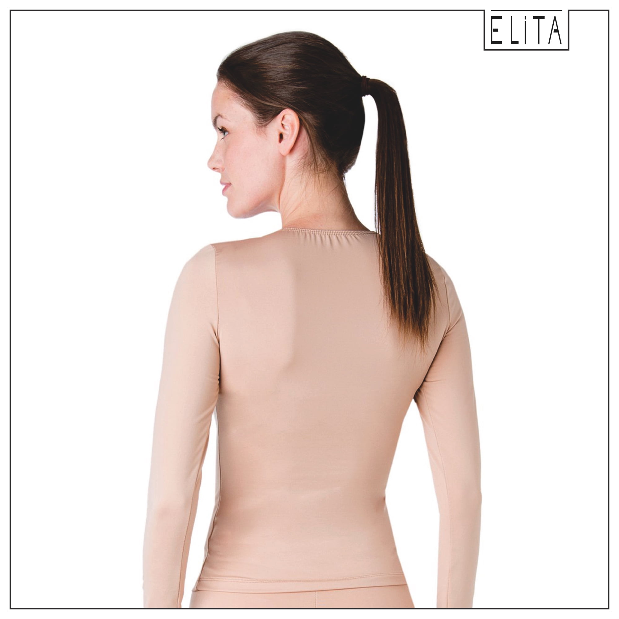 Elita Women's Warm Wear Microfiber Long Sleeve Top, Perfect Beige, S