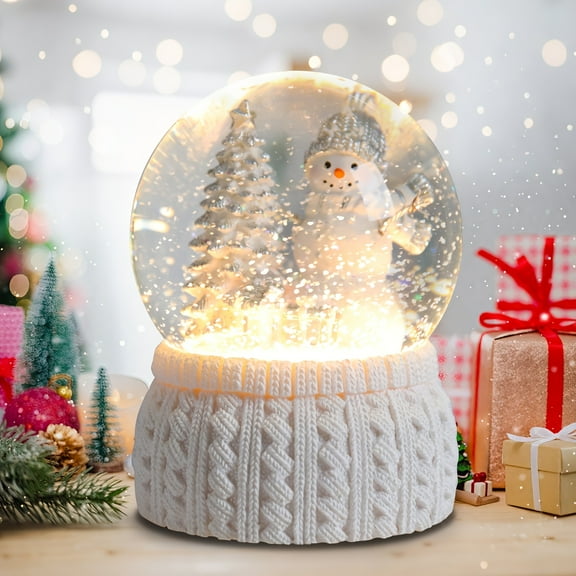 Large Retro Christmas Snow Globe - Twinkling Snowman/Reindeer/Cardinal, Musical Glitter Water Globe. Color-Changing Effects & Rotating Base with Song Playback, Ideal Holiday Home Decor & Gift