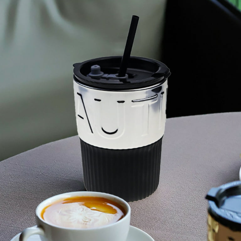 Travel Coffee Mug 14 oz Insulated Coffee Cups with Flip Lid Spill Proof  Reusable To Go Mug for Ice Coffee Tea-SilverBlack