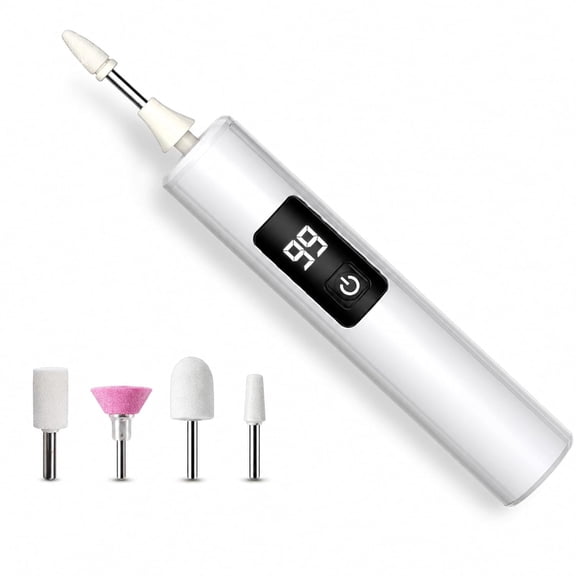 Professional Electric Nail Polisher, Electric Nail Drill Set with Digital Speed Control, 4 Heads for Thick Nails, Shaping, Smoothing, Buffing, Polishing, Manicure Pedicure Tool