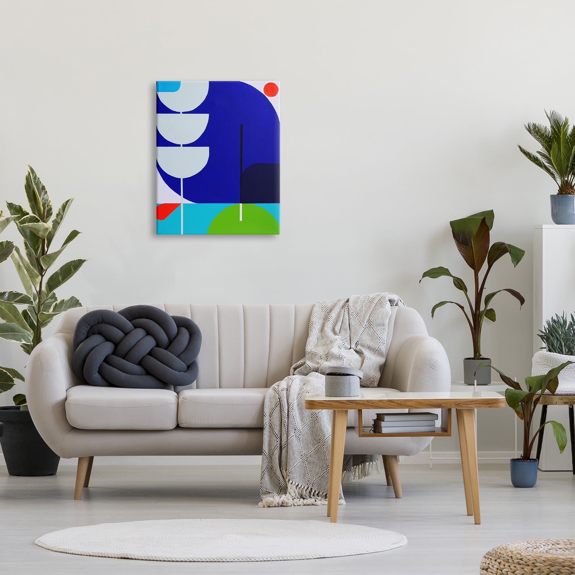 Stupell Industries Blue Contemporary Shapes Abstract Painting Gallery Wrapped Canvas Art Print Wall Art, 24 x 30