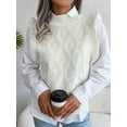 thumbnail image 5 of Women'S Ruffle Cute Sweater Vest Sleeveless Round Neck Summer Knit Pullover Tank Tops White L, 5 of 8