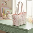 thumbnail image 3 of Floral Quilted Cotton Shoulder Bag Fashion Underarm Bag with Bow Commute Bag for Women Work Shopping Travel (Style B), 3 of 9