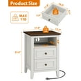 thumbnail image 6 of GIKPAL Farmhouse Nightstand Set of 2, Dresser for Bedroom with Charging Station & 2 Drawers Handles, Rustic Wood Side Table End Table for Living Room, Oak White, 6 of 8