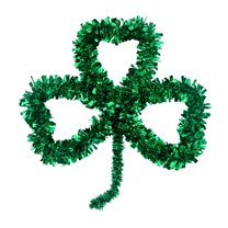 MOQIN 23 Ft St.Patrick's Day Tinsel Garland, Green Shamrock Garland for Saint Patrick's Day Party Decor, Shiny Hanging Clover Artificial Flower Vine Plants for Home Indoor/Outdoor