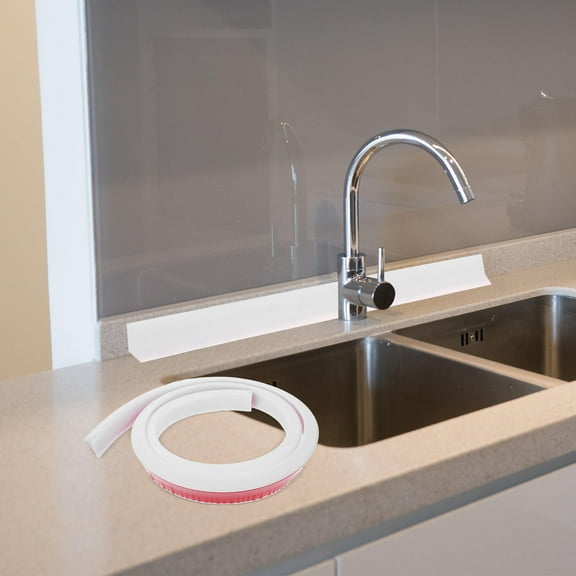 Toyvian Easy Install White Sink Backsplash Guard for Bathroom and Kitchen Counters