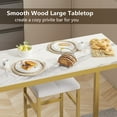 thumbnail image 5 of VECELO 3-piece Counter Height Dining Sets, Metal Pub Set with Faux Marble Top, Wine Rack & Glass Holder, Gold, 5 of 8
