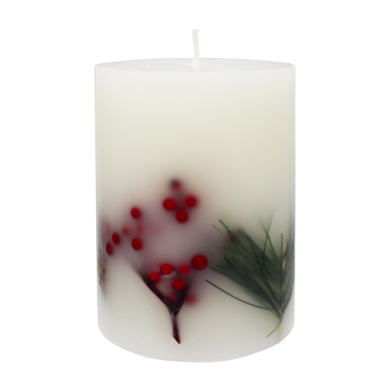 4" Embedded Botanical Pillar Candle