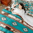thumbnail image 4 of Manfei Rustic Western Aztec 7-Piece Twin Bedding Sets,Country Farmhouse Lodge Bedding Comforter Set,Cyan Brown Sheet Sets For Men Women,Breathable Home Decor Reversible, 4 of 8