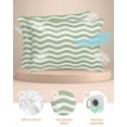 thumbnail image 2 of Hokiten Pillow Cases Queen Size Set of 2, Couch Pillow Covers, Sage Green Satin Pillowcases with Zipper for Hair/Skin, Pillow Protector Cover, Modern Abstract Waves Water Ripple Striped 20x30 Inches, 2 of 6