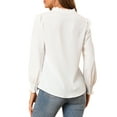 thumbnail image 3 of INSPIRE CHIC Women's V Neck Round Hem Blouse Long Sleeve Top S White, 3 of 6