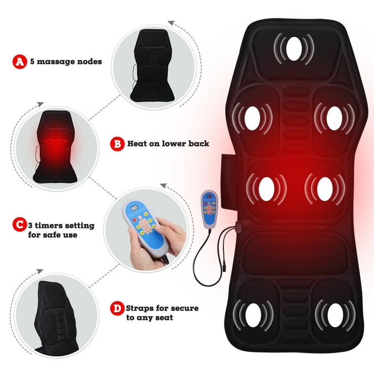 are vibrating back massagers safe Comfier Back Massager Chair Pad, Electric Heated Massage Seat Cushion, Black main image 0