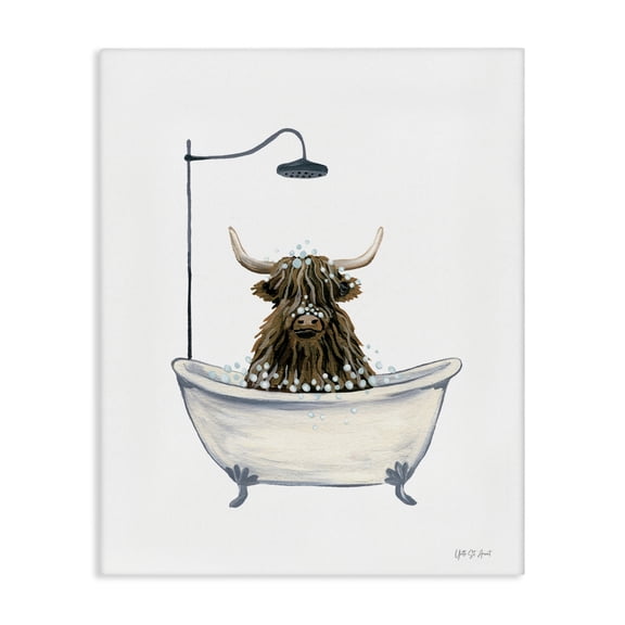 Stupell Industries Cottage Highland Cow Bathtub Canvas Art, 16 x 20, by Yvette St. Amant