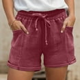 thumbnail image 2 of Linen Shorts for Women 7 Inch Inseam Drawstring Short High Waisted Lightweight Short Beach Vacation Outfits Pockets, 2 of 7