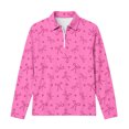 thumbnail image 5 of Falkdiz Girls Long Sleeve Shirts Sweet 1/4 Zipper Pullover Back to School Graphic Stylish Collar Tops for Girls Winter , Hot Pink , Size: 9-10 Years, 5 of 9